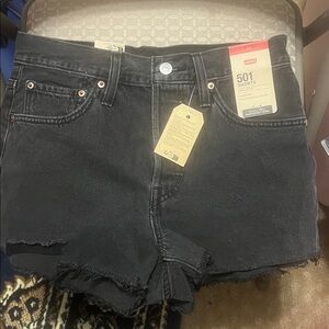 Levi's Black Jean Shorts Distressed Cut-Off Style